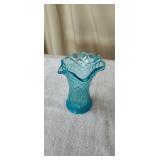 Vintage Turquoise Blue Art Glass Vase