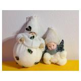 Porcelain & Cotton-Batting Snow Baby Ornaments