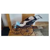 Vintage Wood Wheel Baby Carriage
