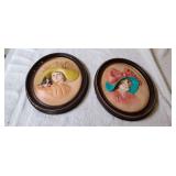 Two 9' ï¿½11' Oval Chalkware Relief Wall Plaques