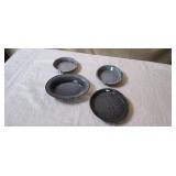 4) Small Graniteware Plates