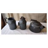 Graniteware Items, Coffee Pot & 2 Other Container