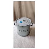 Vintage Graniteware Flour Container