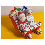 'Santa & Mrs. Claus in Candy Cane Sleigh