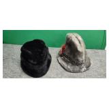 Men's Medium Faux Fur Gray Hat & Black Hat