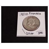 1957 D  Franklin Silver Half Dollar