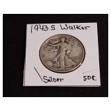 1943 S  Walking Liberty Silver Half Dollar