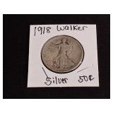 1918 Walking Liberty Silver Half Dollar