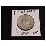 1951 S  Franklin Silver Half Dollar