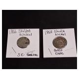 2) Shield Nickels - 1866 & 1868