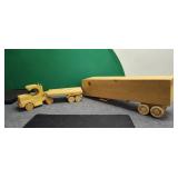 Two Handmade Wooden Toys Truck & 2 Trailers