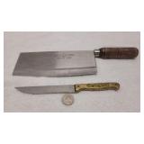 Joyce Chen Butcher Knife & VTG Steak Knife