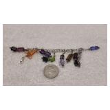 925 Italy Charm Brracelet w/ Art Glass Beads 6.5'