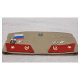 Vtg Beige Soviet-Style Military Garrison Hat