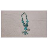 Turquoise-Colored Beaded Statement Necklace
