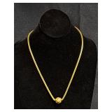 Gold-Toned Mess Chain Necklace w/ Spherical Ball
