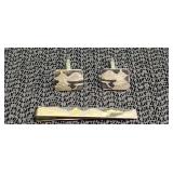 Sterling 950 Tie Clip & Matching Cuff Links