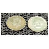 2) 1964 Kennedy 90% Silver Half Dollar