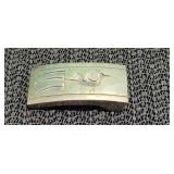 Vtg Sterling Silver Hopi Overlay Belt Buckle