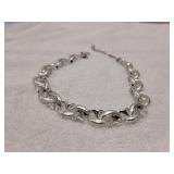 Silver toned link choker necklace