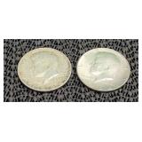 2) 1964 Kennedy 90% Silver Half Dollar