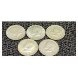5) Kennedy Half Dollars (see description)
