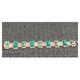 Midcentury Mexican Sterling Green Onyx Bracelet
