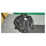 Leather Trucker Jacket by Reiss Size 12