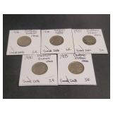 5) Buffalo / Indian Head Nickels 1930, 35, 36 & 37