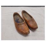 Traditional wood carved wooden clogs