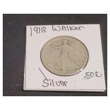 1918 Walking Liberty Silver Half Dollar