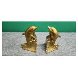 Dolphin Brass Book Ends
