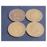 4) Indian Head Pennies 1905, 1906, 1907 & 1908