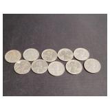 10) Zinc Coated Steel Wheat 1943 D Pennies WWII G