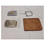 Vintage belt buckles and wallet