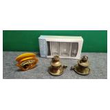Set of Four Glasses, Napkin Holder & 2) Lanterns