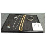 Three Necklaces, Bracelet and Earrings