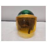 Vintage Green metal open face helmet with visor