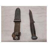 Vintage combat knife and sheathe