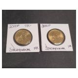 2) 2000 P   Sacagawea One Dollar Coins
