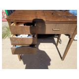 31 JC Pennys Brown Sewing Machine w/ Cabinet