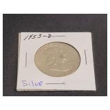 1953 D  Franklin Silver Half Dollar