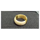 Antique Bone & Brass Inlay Hinge Bangle Bracelet