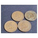 4) Indian Head Pennies 1896, 1898, 1899 & 1900