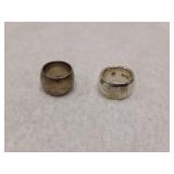 Vintage silver and bronze band rings 925 4/4.5