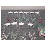 Gemstone inlayed necklaces/bag of assorted jewelry