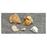 Five pieces of raw mineral Rock
