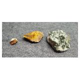 Three pieces of mineral crystals