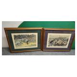 Two 24'ï¿½19' baseball ,football game lithograph