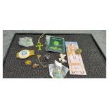 Collectable Pins/Brooches, Money Clip & 18' Chain